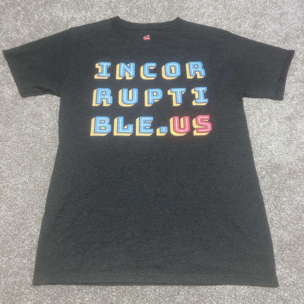Hanes Mens S Incorruptible.us Graphic Tee Charcoal Gray Activism T-Shirt